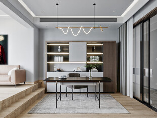 现代简约高级感多功能新中式书房