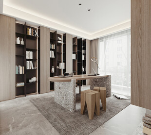 现代简约高级感多功能新中式书房