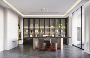 现代简约高级感多功能新中式书房