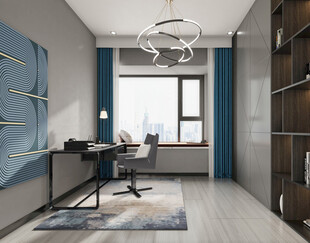 现代简约高级感多功能新中式书房