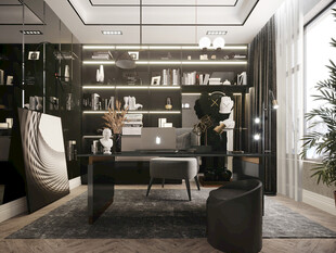 现代简约高级感多功能新中式书房