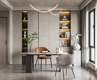 现代简约高级感多功能新中式书房
