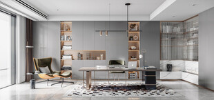 现代简约高级感多功能新中式书房