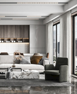 现代简约高级感新中式复古风客厅