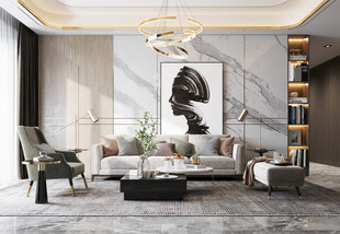 现代简约高级感新中式复古风客厅