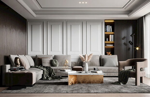 现代简约高级感新中式复古风客厅