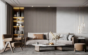 现代简约高级感新中式复古风客厅