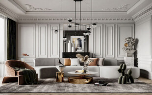 现代简约高级感新中式复古风客厅