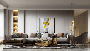 现代简约高级感新中式复古风客厅