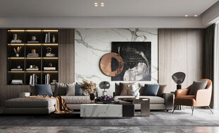 现代简约高级感新中式复古风客厅