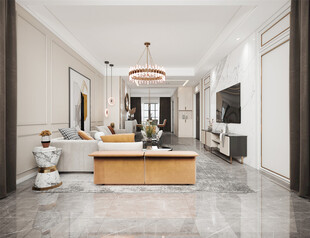 现代简约高级感新中式复古风客厅