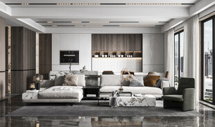 现代简约高级感新中式复古风客厅