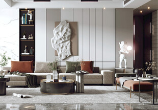 现代简约高级感新中式复古风客厅