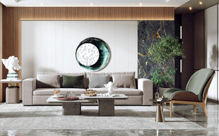 现代简约高级感新中式复古风客厅