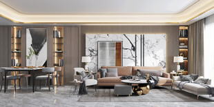 现代简约高级感新中式复古风客厅