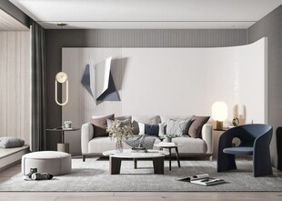 现代简约高级感新中式复古风客厅