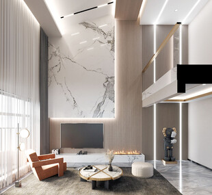 现代简约高级感新中式复古风客厅