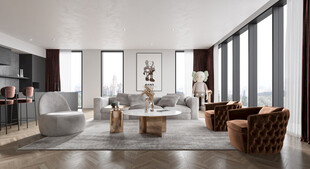 现代简约高级感新中式复古风客厅