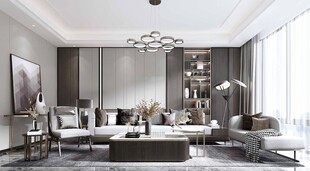 现代简约高级感新中式复古风客厅