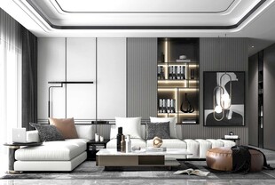 现代简约高级感新中式复古风客厅