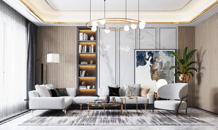 现代简约高级感新中式复古风客厅