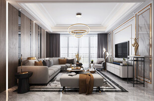 现代简约高级感新中式复古风客厅