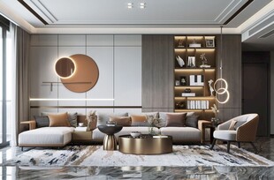 现代简约高级感新中式复古风客厅