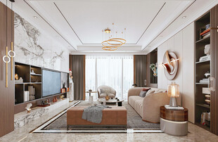 现代简约高级感新中式复古风客厅