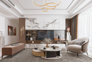 现代简约高级感新中式复古风客厅