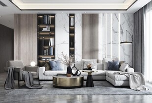 现代简约高级感新中式复古风客厅