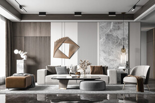 现代简约高级感新中式复古风客厅