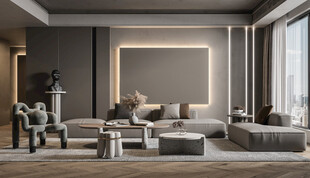 现代简约高级感新中式复古风客厅