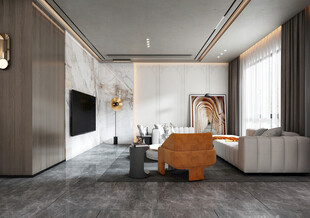 现代简约高级感新中式复古风客厅