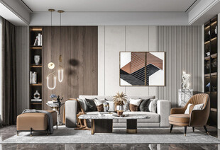 现代简约高级感新中式复古风客厅