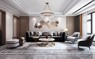 现代简约高级感新中式复古风客厅