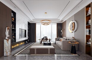 现代简约高级感新中式复古风客厅