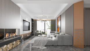 现代简约高级感新中式复古风客厅