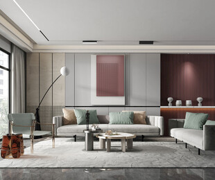 现代简约高级感新中式复古风客厅