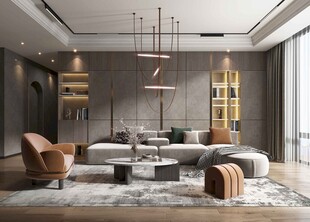 现代简约高级感新中式复古风客厅