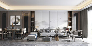 现代简约高级感新中式复古风客厅