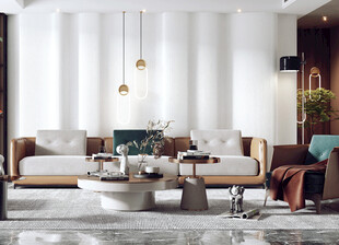 现代简约高级感新中式复古风客厅