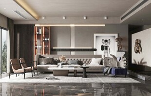 现代简约高级感新中式复古风客厅