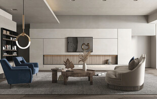 现代简约高级感新中式复古风客厅