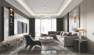 现代简约高级感新中式复古风客厅