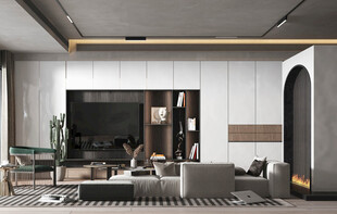 现代简约高级感新中式复古风客厅