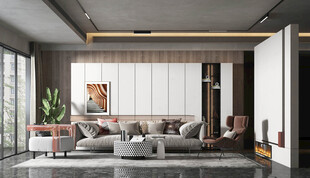 现代简约高级感新中式复古风客厅