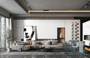 现代简约高级感新中式复古风客厅