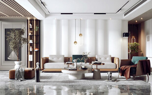 现代简约高级感新中式复古风客厅