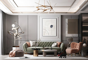 现代简约高级感新中式复古风客厅