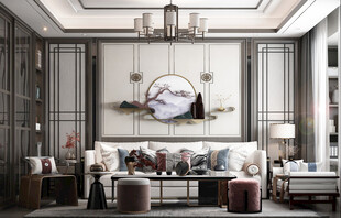 现代简约高级感新中式复古风客厅
